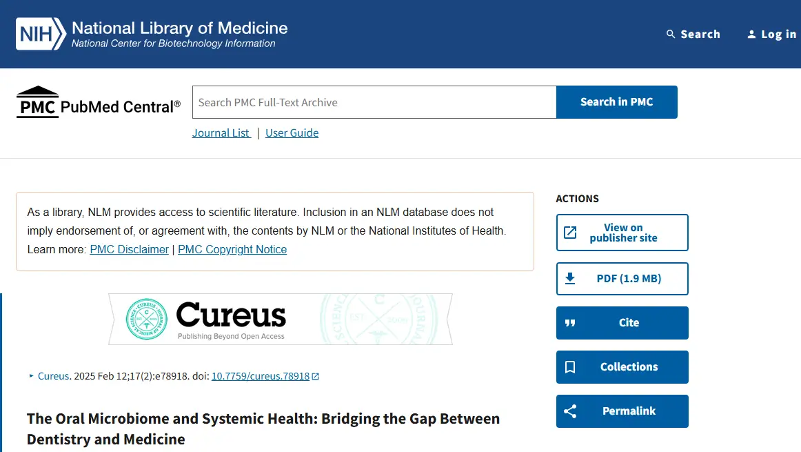 Study screenshot: The Oral Microbiome and Systemic Health